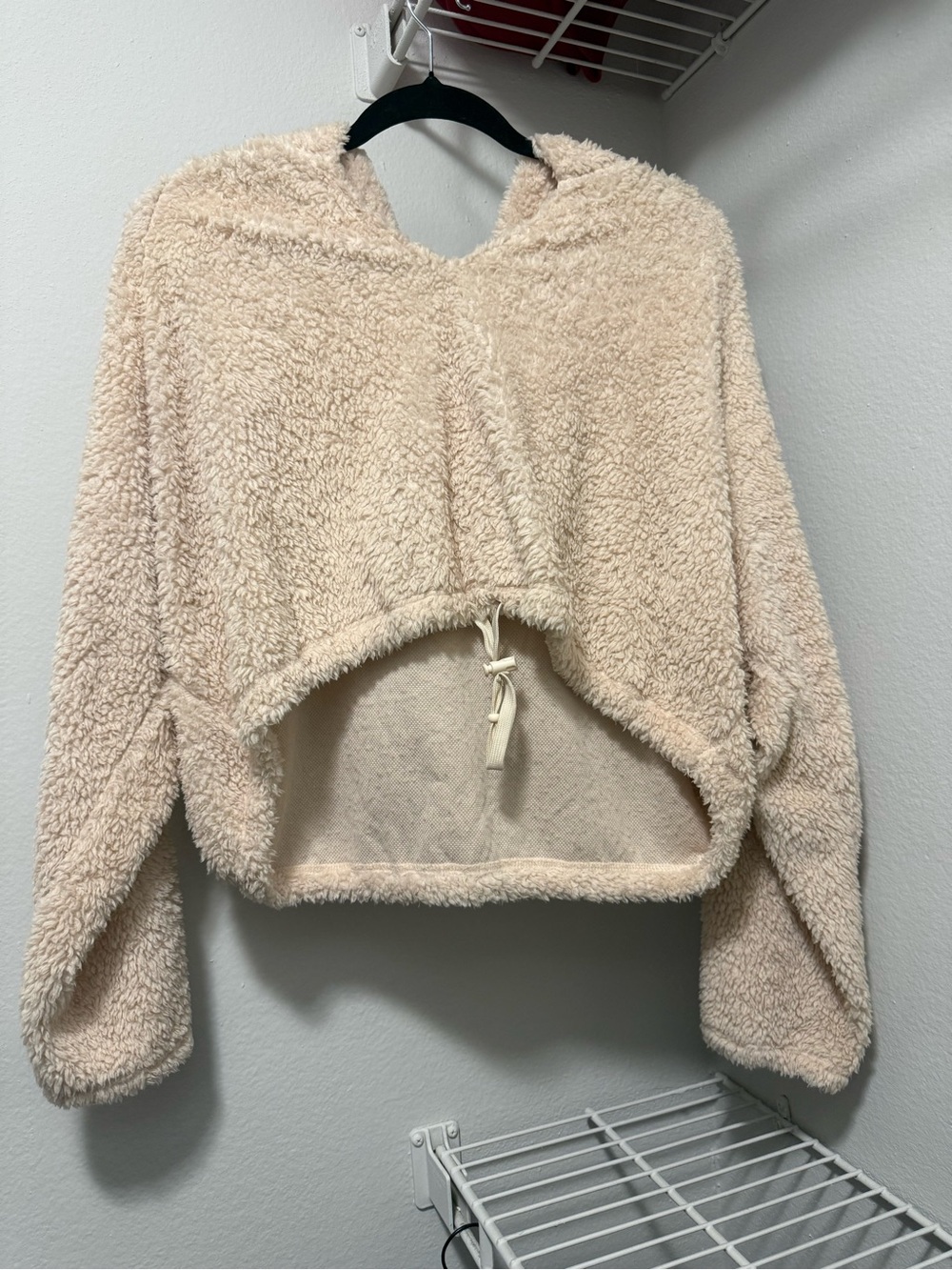 Urban Outfitters Cozy Cream Sherpa Hooded Pullover